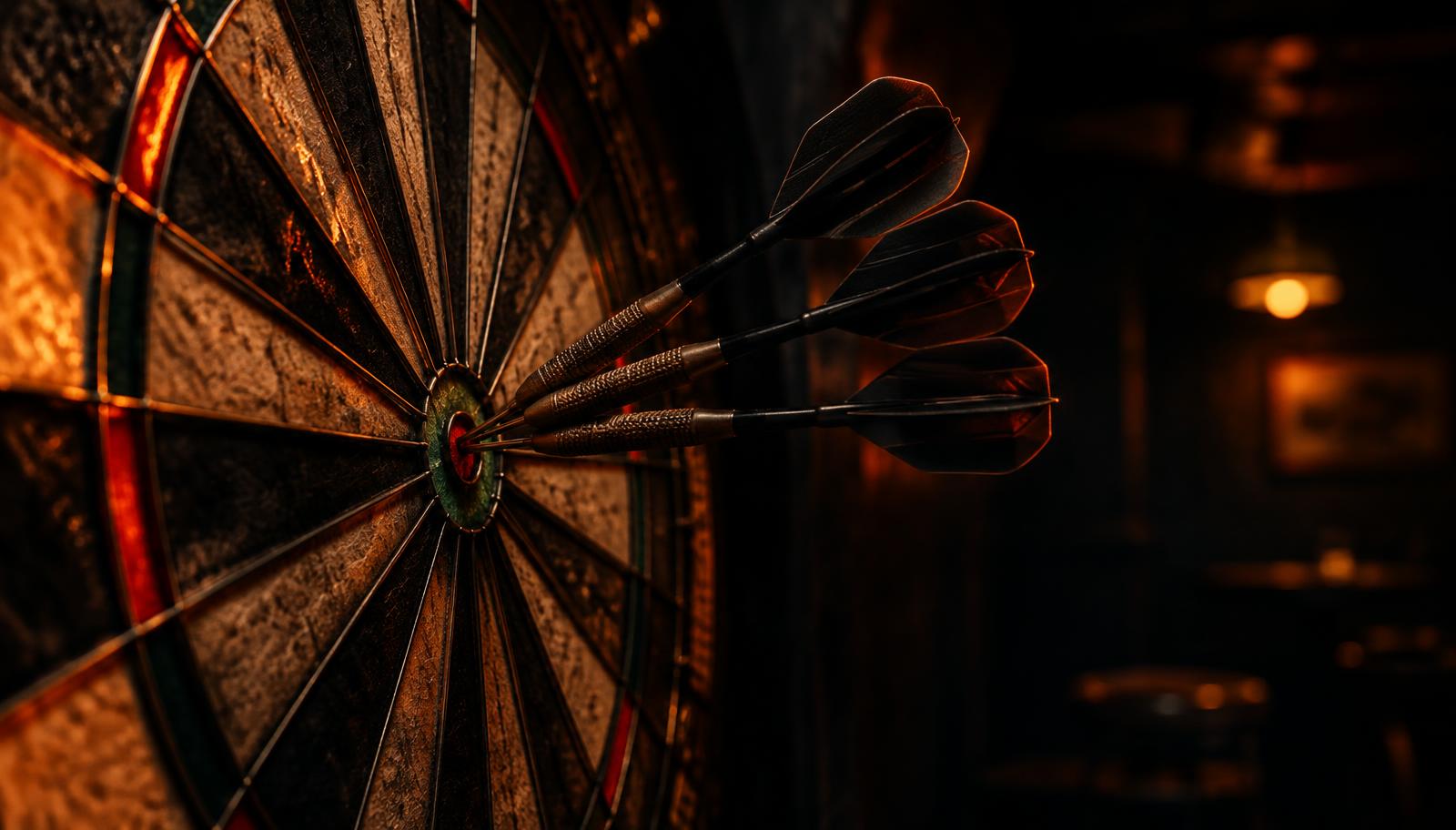 Fléchettes plantées dans le bullseye